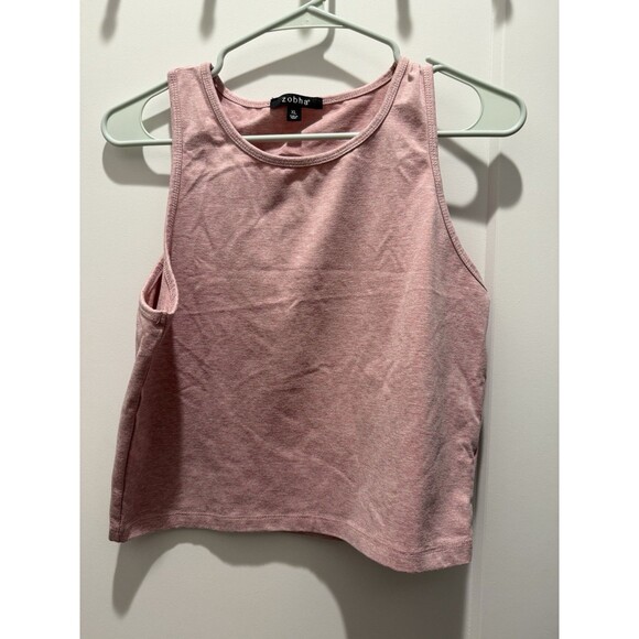 Zobha Women's Mia Heathered Pink Athleisure Racerback Dry Wik Finish Crop Top XL - Picture 1 of 3